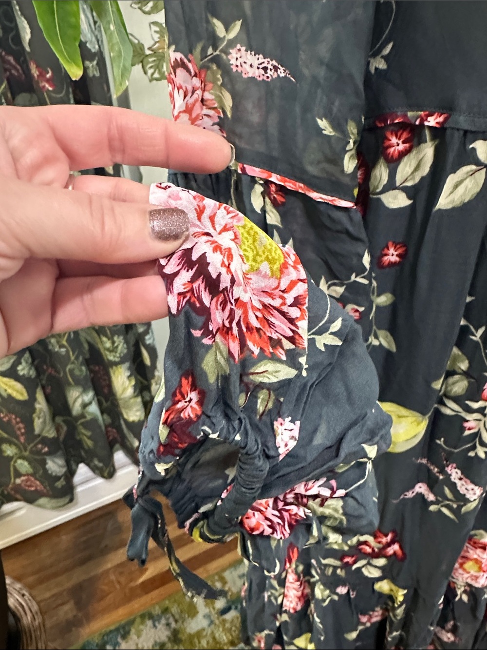 New Anthropologie EVELIN Small
Blue Green Grey Tone Tiered Floral Peasant Maxi - Picture 7 of 17